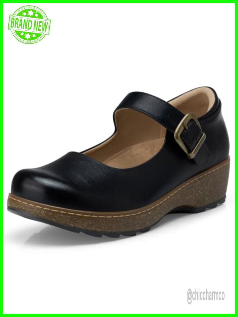 Mary Jane Pumps with Arch Support, Round Toe, 1.6in Chunky Heel, PU Upper